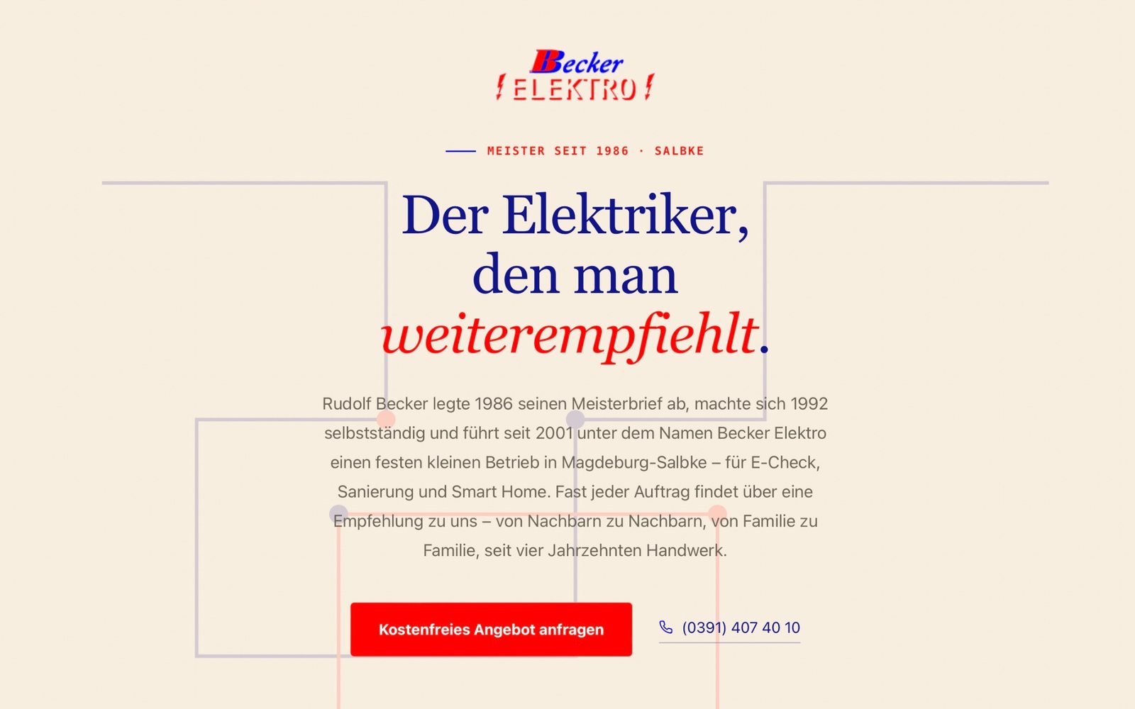 Startseite der Website von Becker Elektro